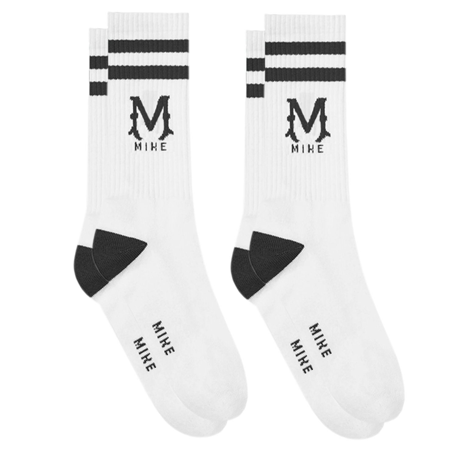 White Monogram Socks (2-Pack) - Mike Clothes